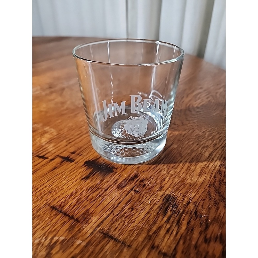 JIM BEAM GOLF BALL IMPRESSED LOW BALL HEAVY BAR GLASS